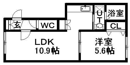グランメール菊水上町(1LDK/4階)の間取り写真