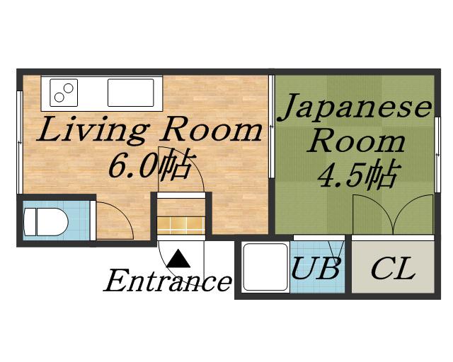 ORCHARD本通(1DK/1階)の間取り写真