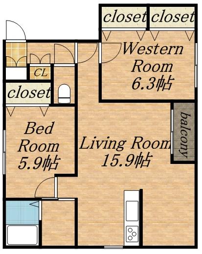 プレザンファミーユ(2LDK/3階)の間取り写真
