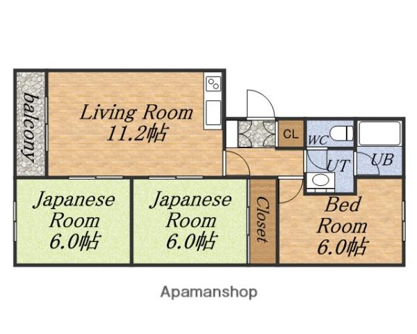 メーゾン榊(3LDK/5階)の間取り写真