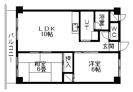 アクティブプラザ上野幌(2LDK/3階)の間取り写真