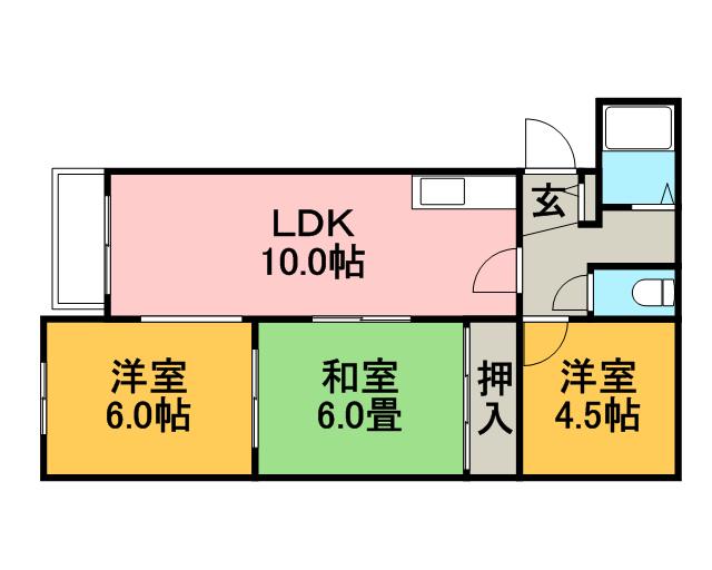 シャトーわたなべ(3LDK/4階)の間取り写真