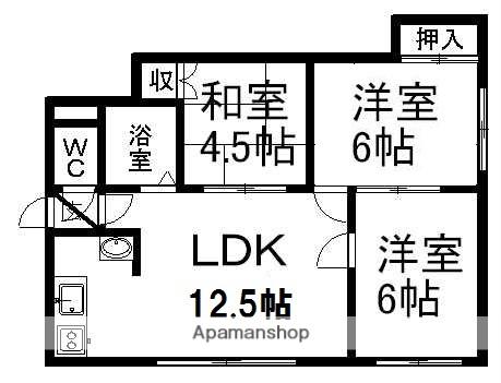 ハイツ栄信C(3LDK/3階)の間取り写真