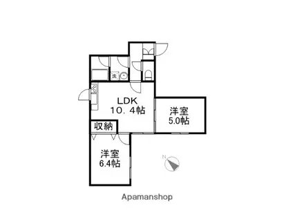 ΑNEXT札幌第15(2LDK/3階)の間取り写真