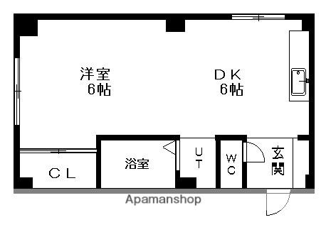 ツインコートB(1DK/2階)の間取り写真