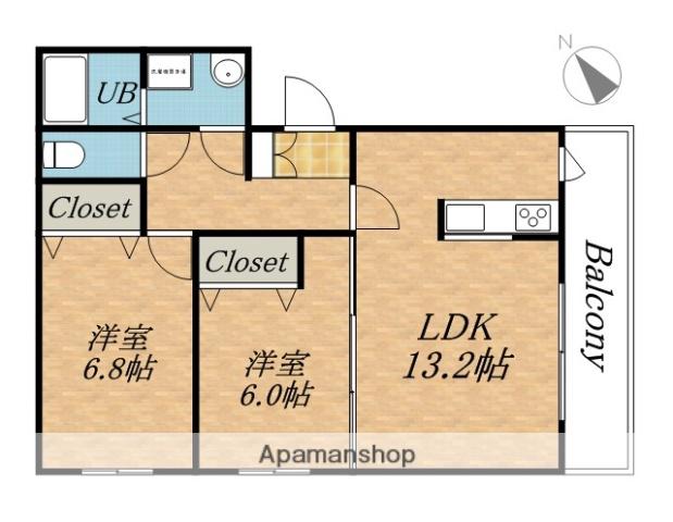 TASSO月寒(2LDK/2階)の間取り写真