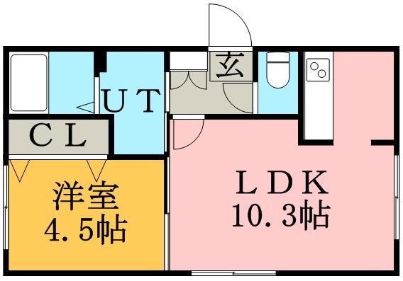 YELL東札幌(1LDK/4階)の間取り写真