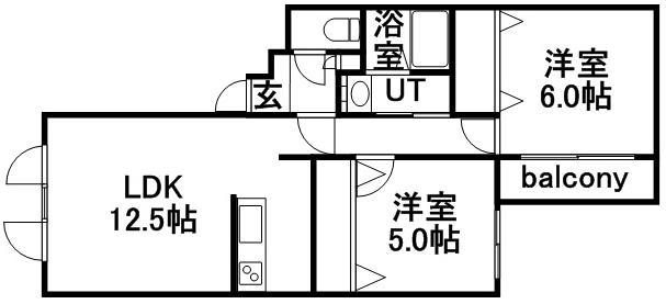 サントアリオデ本通南(2LDK/3階)の間取り写真
