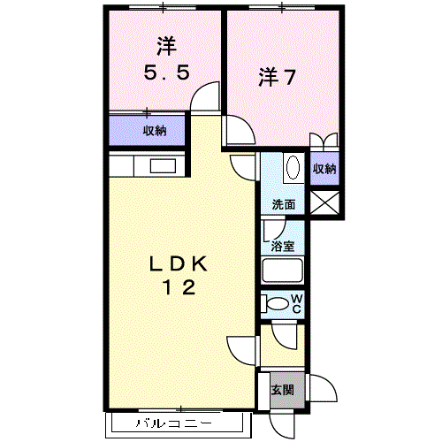 プラドール北広島(2LDK/1階)の間取り写真