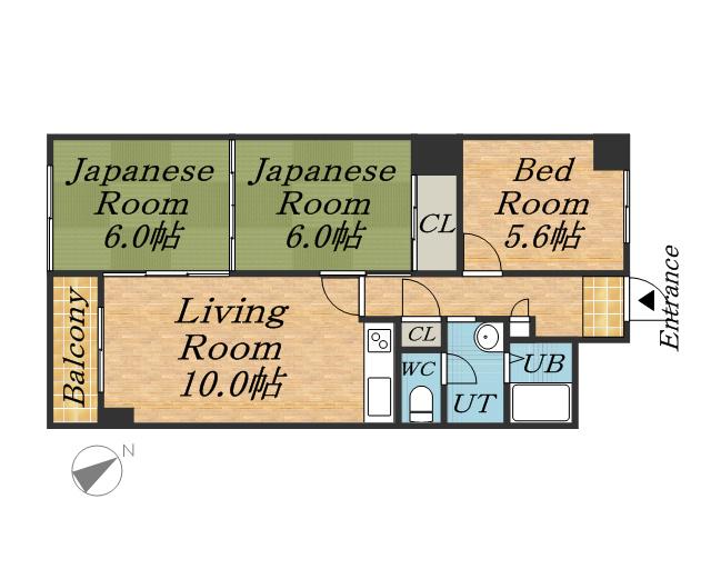 アンロワイヤル(3LDK/6階)の間取り写真