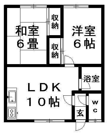 桑島マンションB(2LDK/1階)の間取り写真