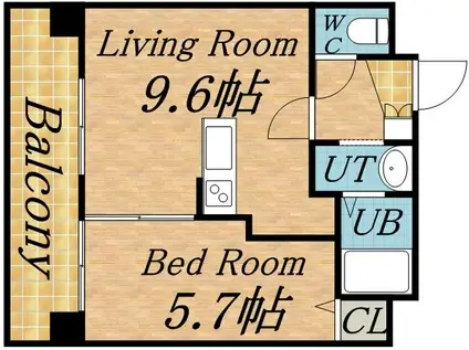 FLAT-T/G(1LDK/9階)の間取り写真