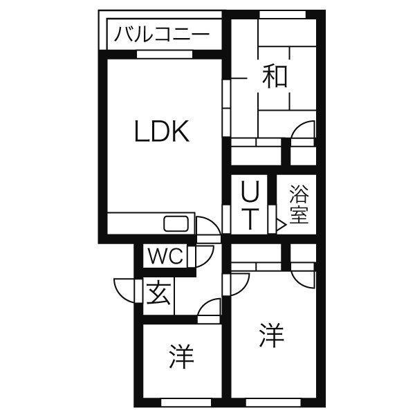 レインボーハイムA(3LDK/3階)の間取り写真