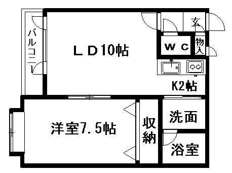 サンメイプル平岡Ⅰ(1LDK/2階)の間取り写真