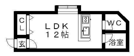 ベルゼF(1K/1階)の間取り写真