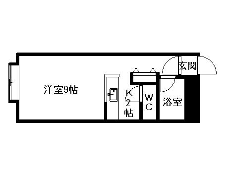 ベルゼF(1K/1階)の間取り写真