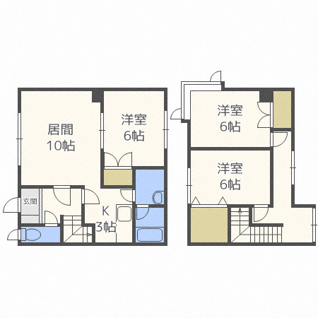 プチハウス元町Ｂ(3LDK)の間取り写真