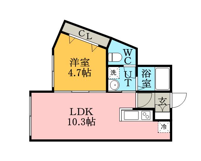 ヒナタミチ(1LDK/4階)の間取り写真
