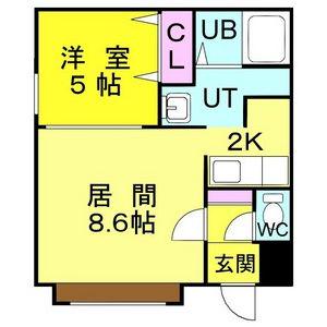エスポアール福住(1LDK/4階)の間取り写真