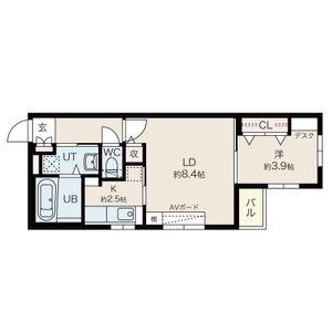 セカンドインパクト(1LDK/2階)の間取り写真