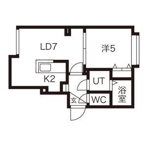 ロイヤルハイアット平岸(1DK/4階)の間取り写真