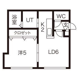 ドリームハウス月寒(1LDK/4階)の間取り写真