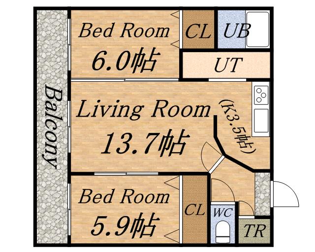 ミリオンスターヒルズ(2LDK/5階)の間取り写真