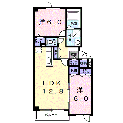 シンフォニア(2LDK/2階)の間取り写真