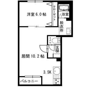 メイプルメゾン美園 (1LDK/3階)の間取り写真