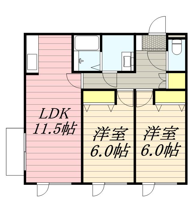 カスタムルーム米里(2LDK/2階)の間取り写真