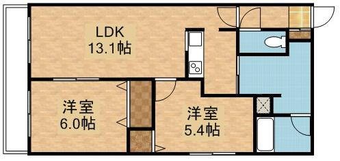 アクアトピア真栄(2LDK/2階)の間取り写真
