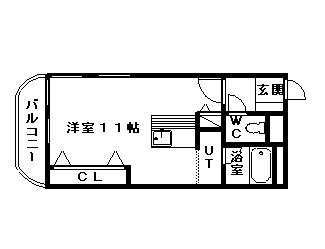 ファーストコートA(1K/2階)の間取り写真