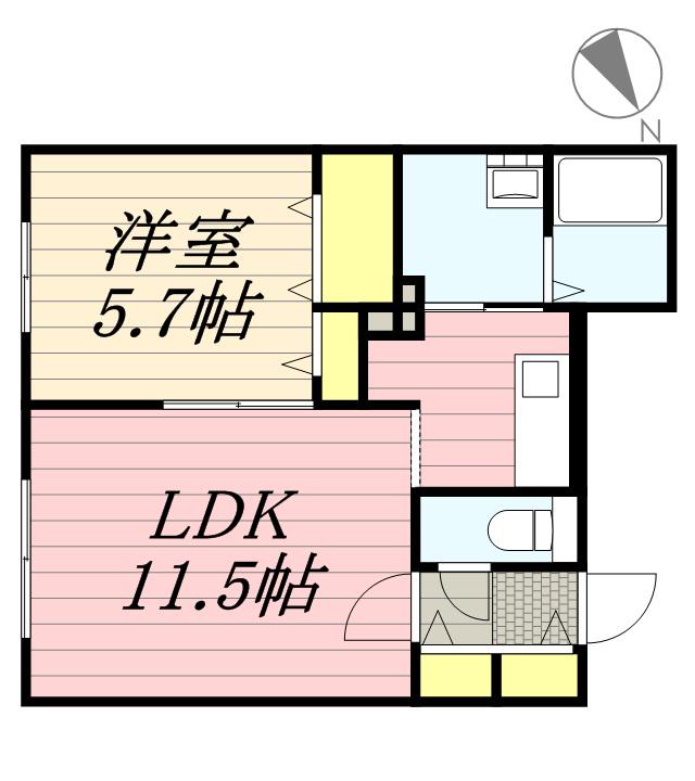 SAKURAコンフォートK(1LDK/4階)の間取り写真