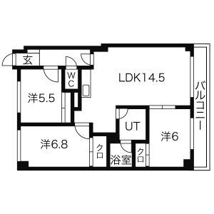 日之出ハイツ(3LDK/3階)の間取り写真