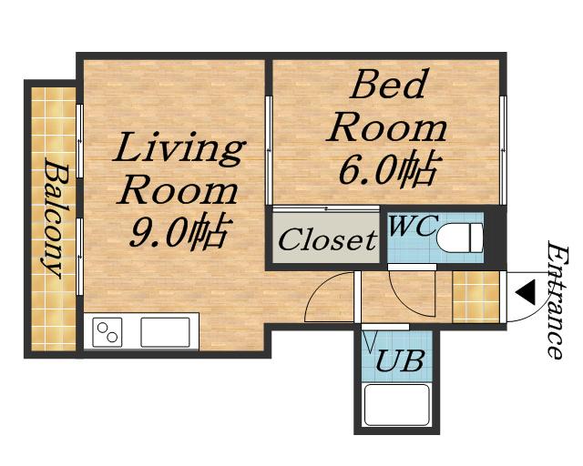 レインボーKAZU(1LDK/3階)の間取り写真