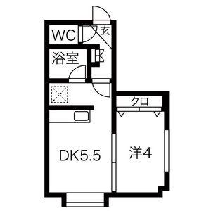 ハピネス21(1DK/1階)の間取り写真