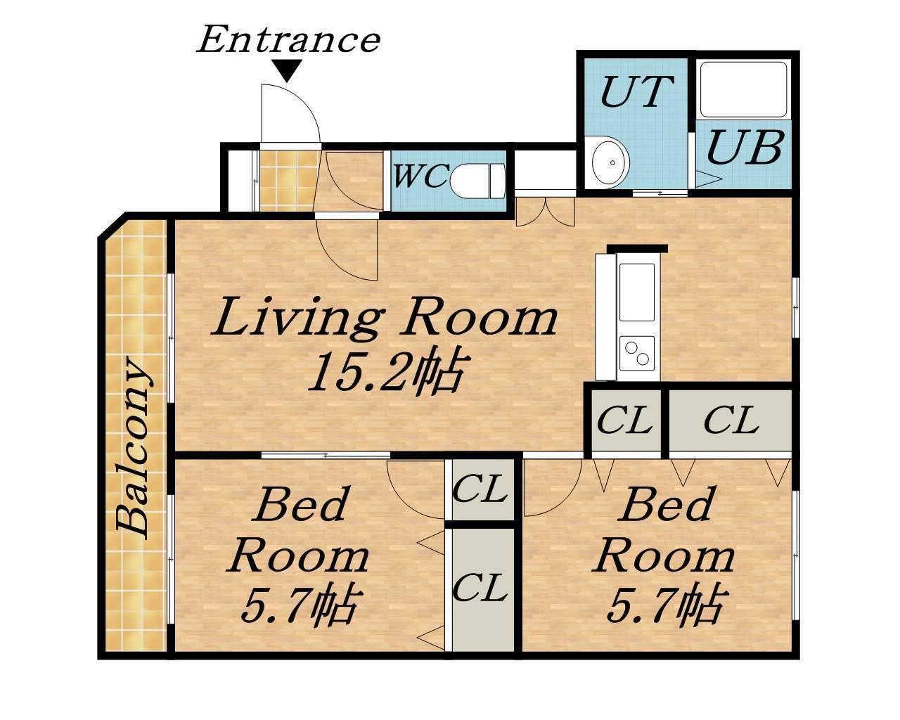 PRESEA北郷(2LDK/2階)の間取り写真