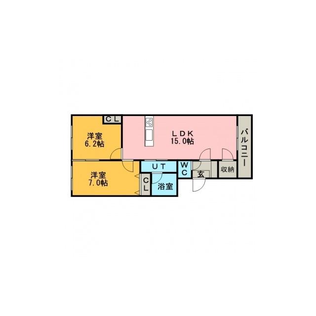 ラ・カーサ・リブロ(2LDK/4階)の間取り写真