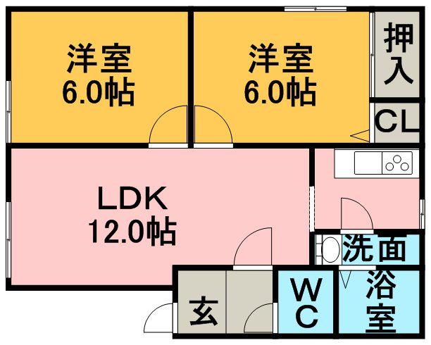 ファミール寿(2LDK/2階)の間取り写真