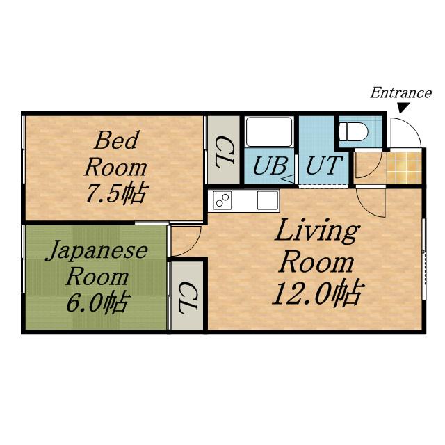 ビューティー43A(2LDK/2階)の間取り写真