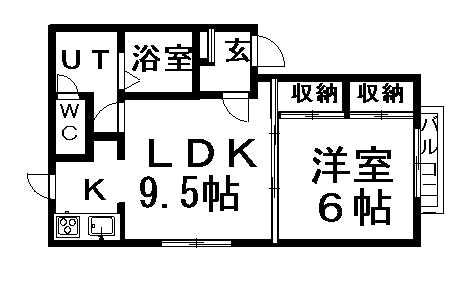 レグルス菊水(1LDK/1階)の間取り写真