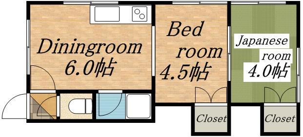 コーポラス千豊第2(2DK/3階)の間取り写真