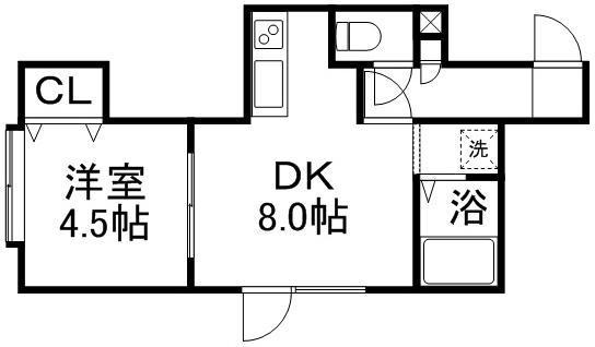 アドバンス南郷(1LDK/1階)の間取り写真