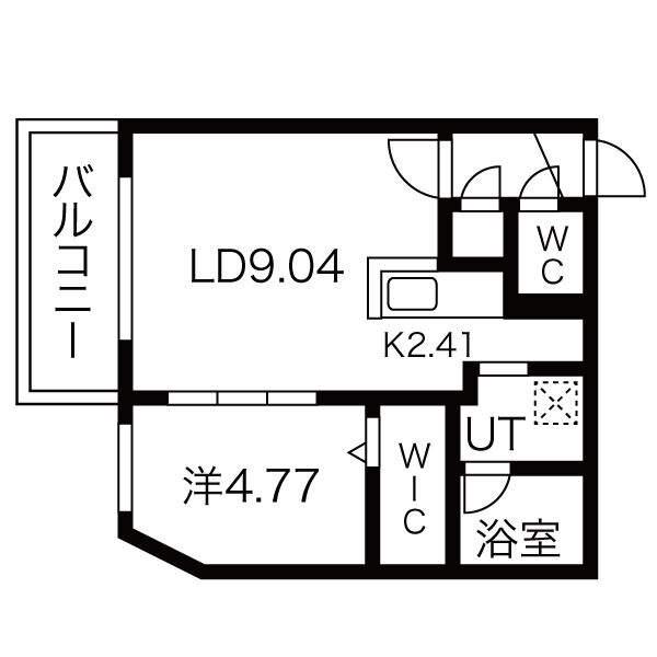 レスツオン厚別2(1LDK/2階)の間取り写真