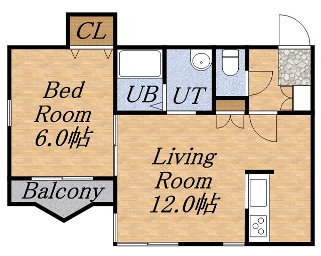 太閤ビル(1LDK/4階)の間取り写真