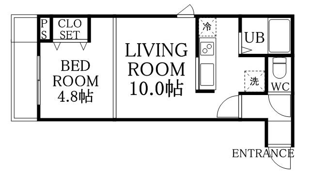 コトン月寒中央(1LDK/6階)の間取り写真