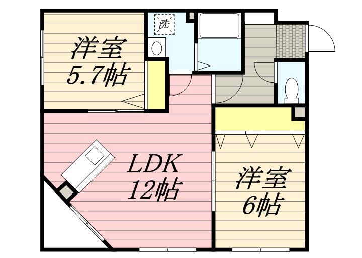 ハピネス福住(2LDK/2階)の間取り写真