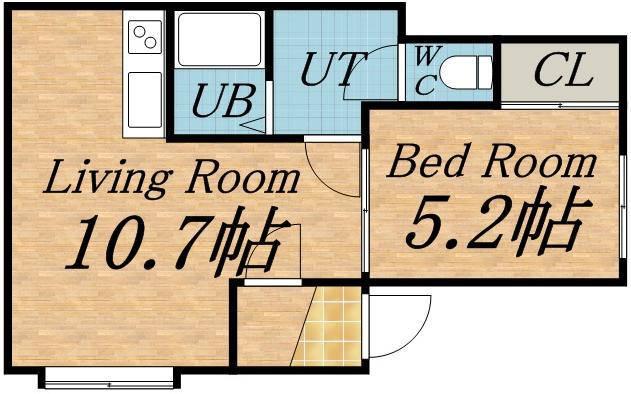 TEANA壱番館(1LDK/3階)の間取り写真