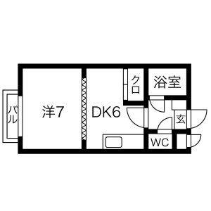 富樫ビル(1DK/2階)の間取り写真
