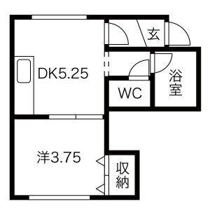PRECIOUS菊水 Ⅱ(1DK/2階)の間取り写真